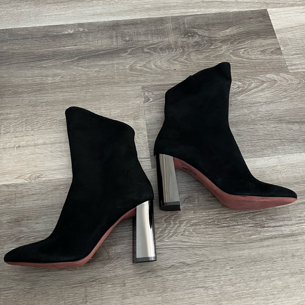 Jean Michel Cazabat black leather booties metalic heel 37.5